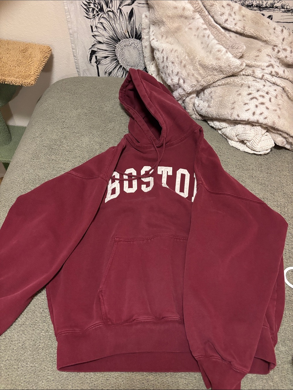 Brandy Melville Boston Maroon Pullover Hoodie - Picture 1 of 3